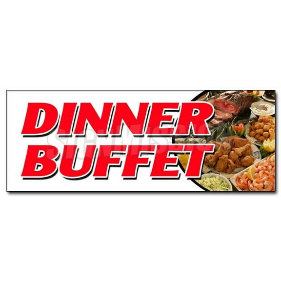 36" DINNER BUFFET DECAL sticker ayce all eat chicken beef ribs desserts food