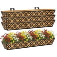 thumbnail image 1 of 36'' Deck Railing Planter Set with Coco Coir Liner, Large 4 Pcs Metal Deck Railing Planter Window Boxes for Outdoor Balcony, Porch, Patio, and Fence Rail, 1 of 18