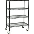 thumbnail image 1 of 36" Deep x 48" Wide x 60" High 4 Tier Black Wire Shelf Truck with 800 lb Capacity, 1 of 4