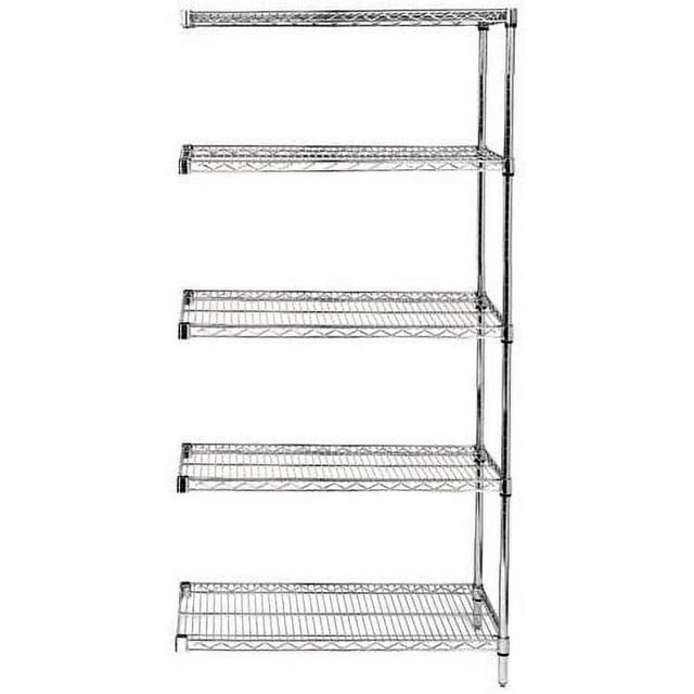 36" Deep x 48" Wide x 86" High 5 Tier Chrome Add-On Shelving Unit