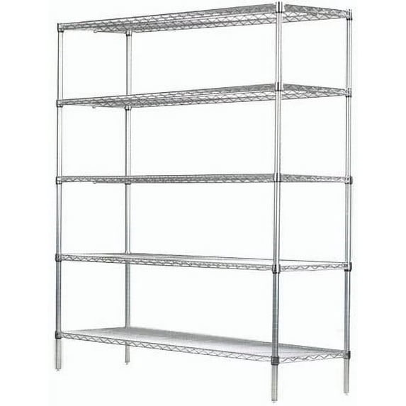 36" Deep x 60" Wide x 74" High 5 Tier Chrome Starter Shelving Unit