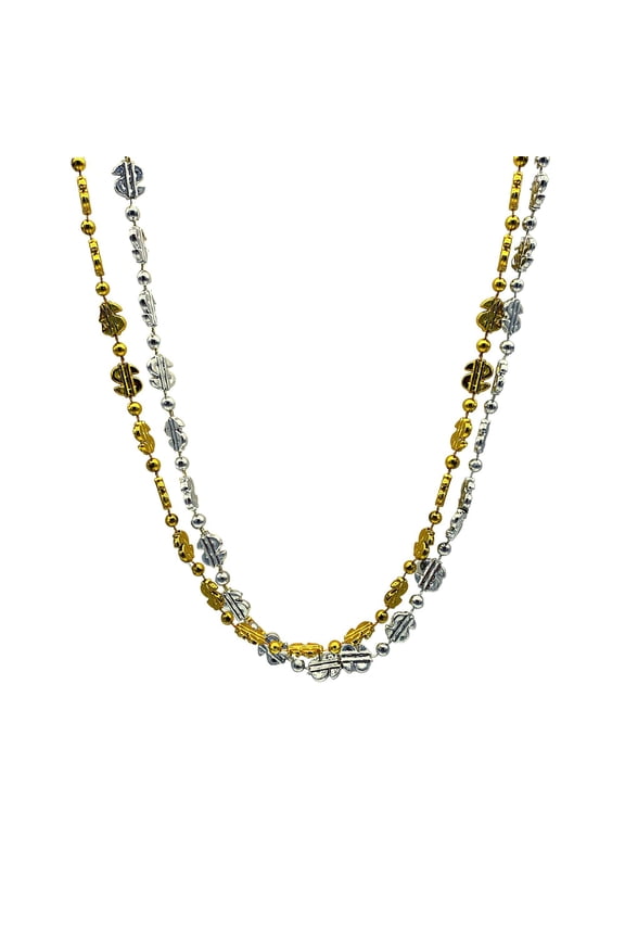 36" Dollar Sign Bead Necklace - Assorted Gold and Silver (Each)