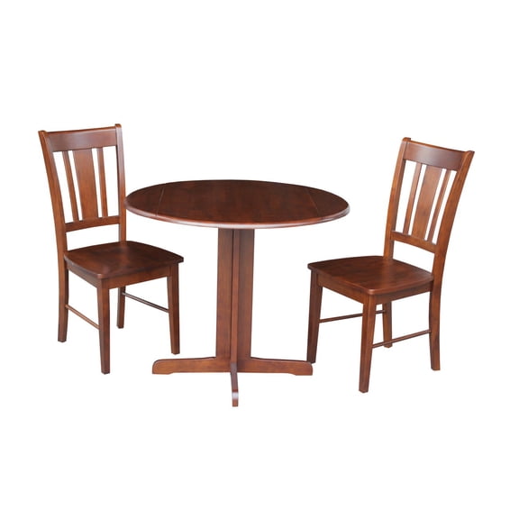 International Concepts 36" Dual Drop Leaf Table With 2 San Remo Chairs