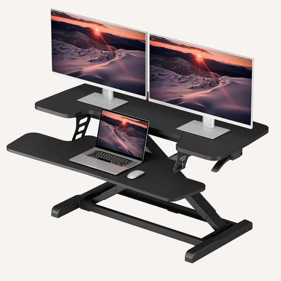 36" Dual Monitor with Keyboard Tray Standing Desk Converter for Home Office