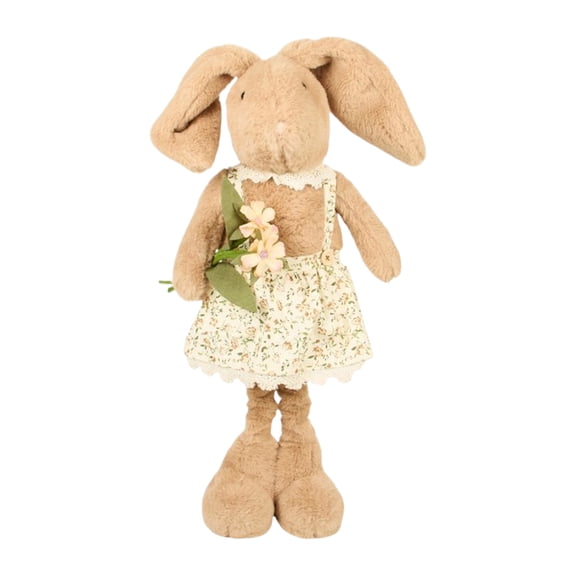 36" Easter Rabbit Telescopic Ornament Cute Stretchable Bunny Plush Decor Spring Festive Tabletop Mantel Shelf Home Accent for Easter Party Desktop Decoration(B)