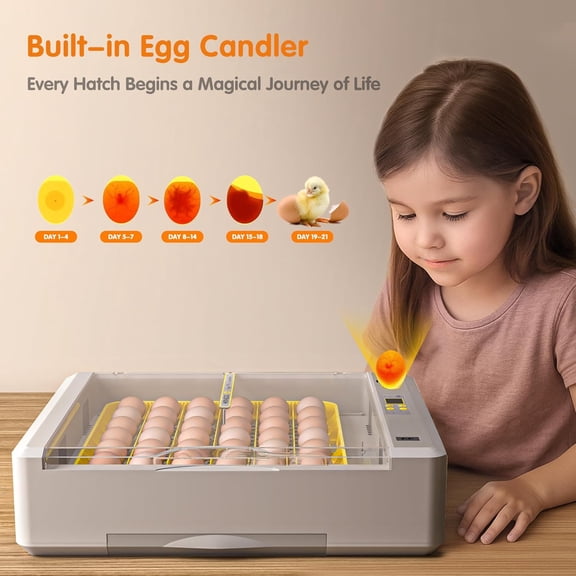 36 Egg Incubator for Hatching Eggs with Automatic Egg Turning, Digital Temperature & Humidity Control, Built-in Egg Candler & Water Tank, LED Display, Chicken Incubators for Ducks/Quail/Goose/Pigeon