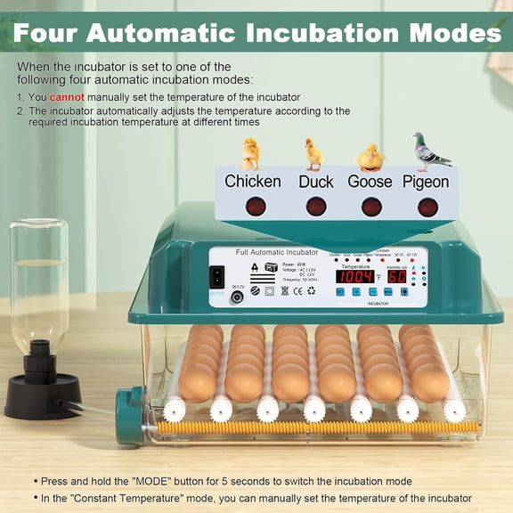 36 Eggs Incubators for Hatching Eggs,Egg Incubator with 4 Automatic Incubate Mode,Chicken Incubator with Automatic Egg Turning Humidity Monitoring,Poultry Egg Incubator with Egg Candle