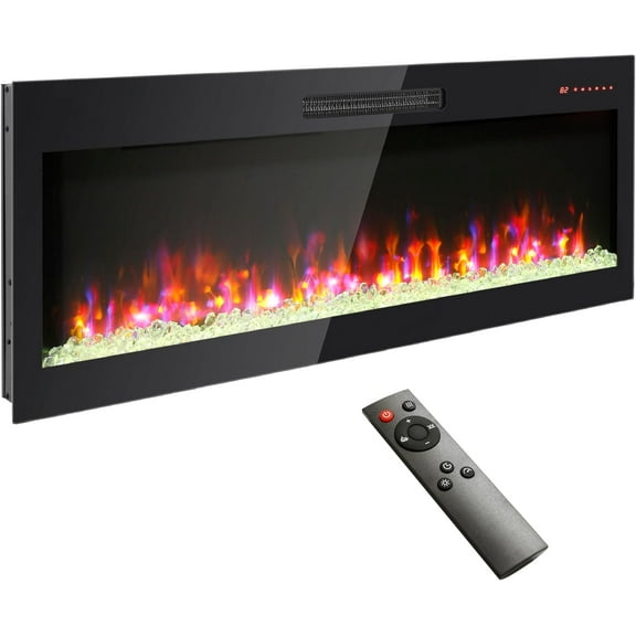 36" Electric Fireplace, 16 Adjustable Flames, Freestanding/Wall Mounted/Recessed, 1400W Fireplace Insert, Wall Fireplace Electric with Remote Control, Timer, Ultra-Thin Design