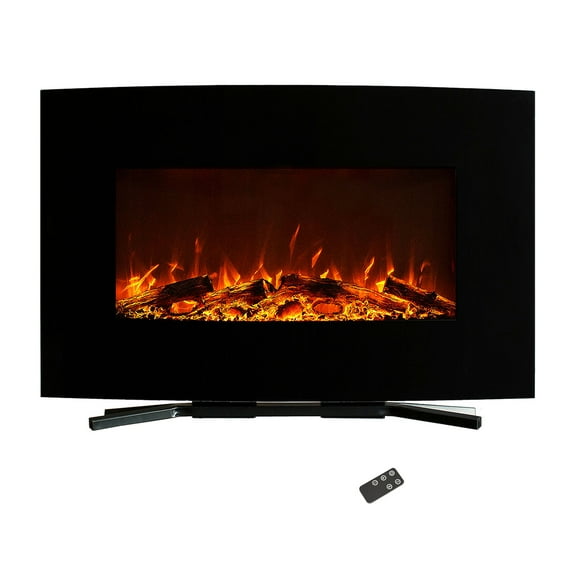 36" Electric Fireplace Color Changing Curved Wall Mounted Heater with Stand