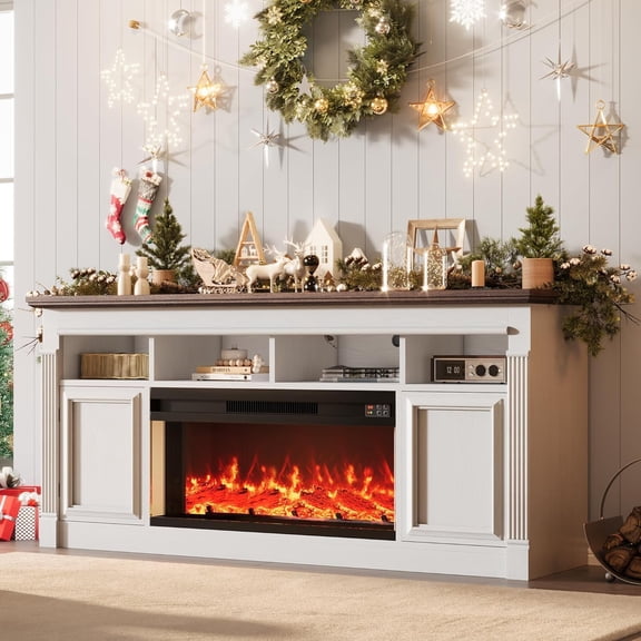 36" Electric Fireplace Insert with Remote Control, 4700 BTU Fireplace Heater for TV Stand, Realistic 3D Flame Effect, Adjustable Heat, 8H Timer, Digital Display, Overheat Protection,Black