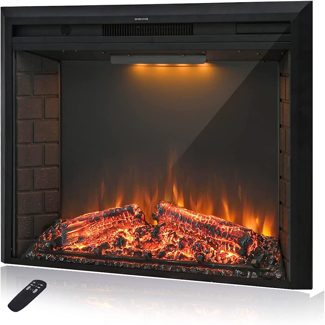 36'' Electric Fireplace Insert, Retro Recessed Fireplace Heater with