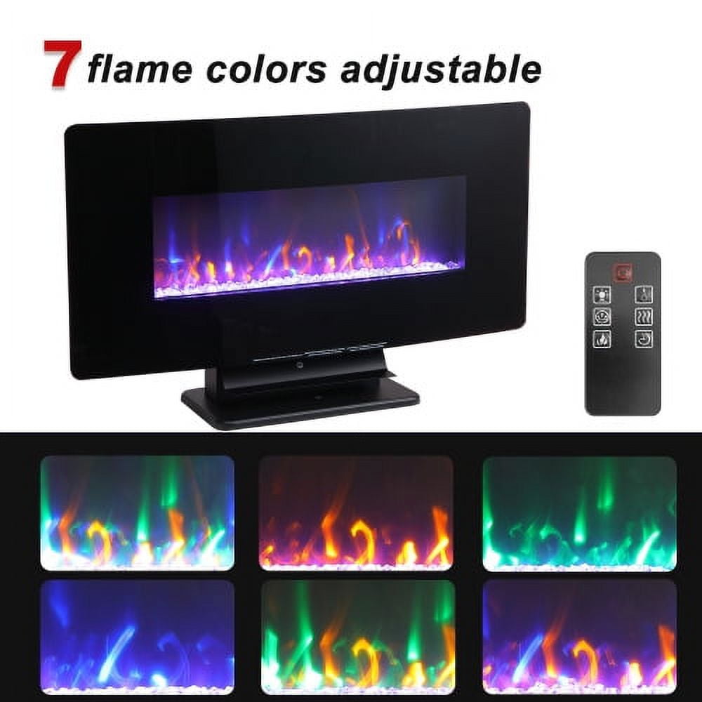 36" Electric Fireplace, Wall Mount & Free Standing Fireplace Heater, 7