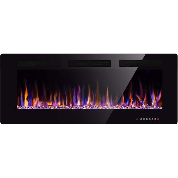 36" Electric Fireplace in-Wall Recessed and Wall Mounted 1500W Fireplace Heater and Linear Fireplace with Timer/Multicolor Flames/Touch Screen/Remote Control Black