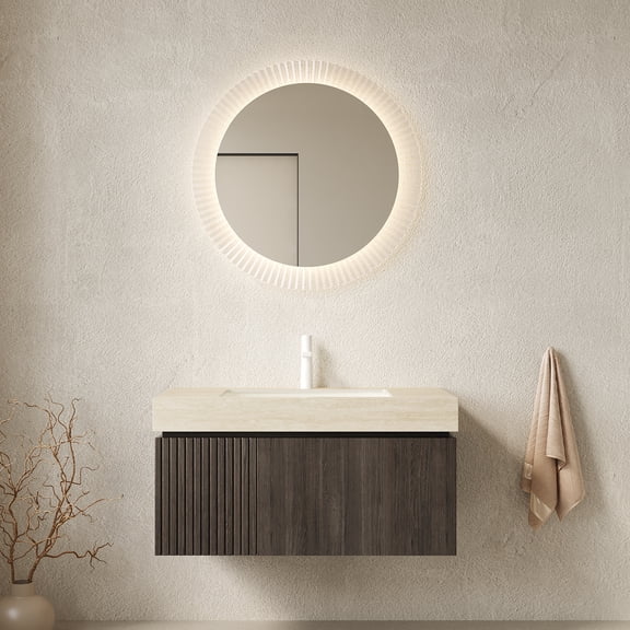 Storage Cabinet Vanity | 36" Espresso Sintered Stone | Bathroom