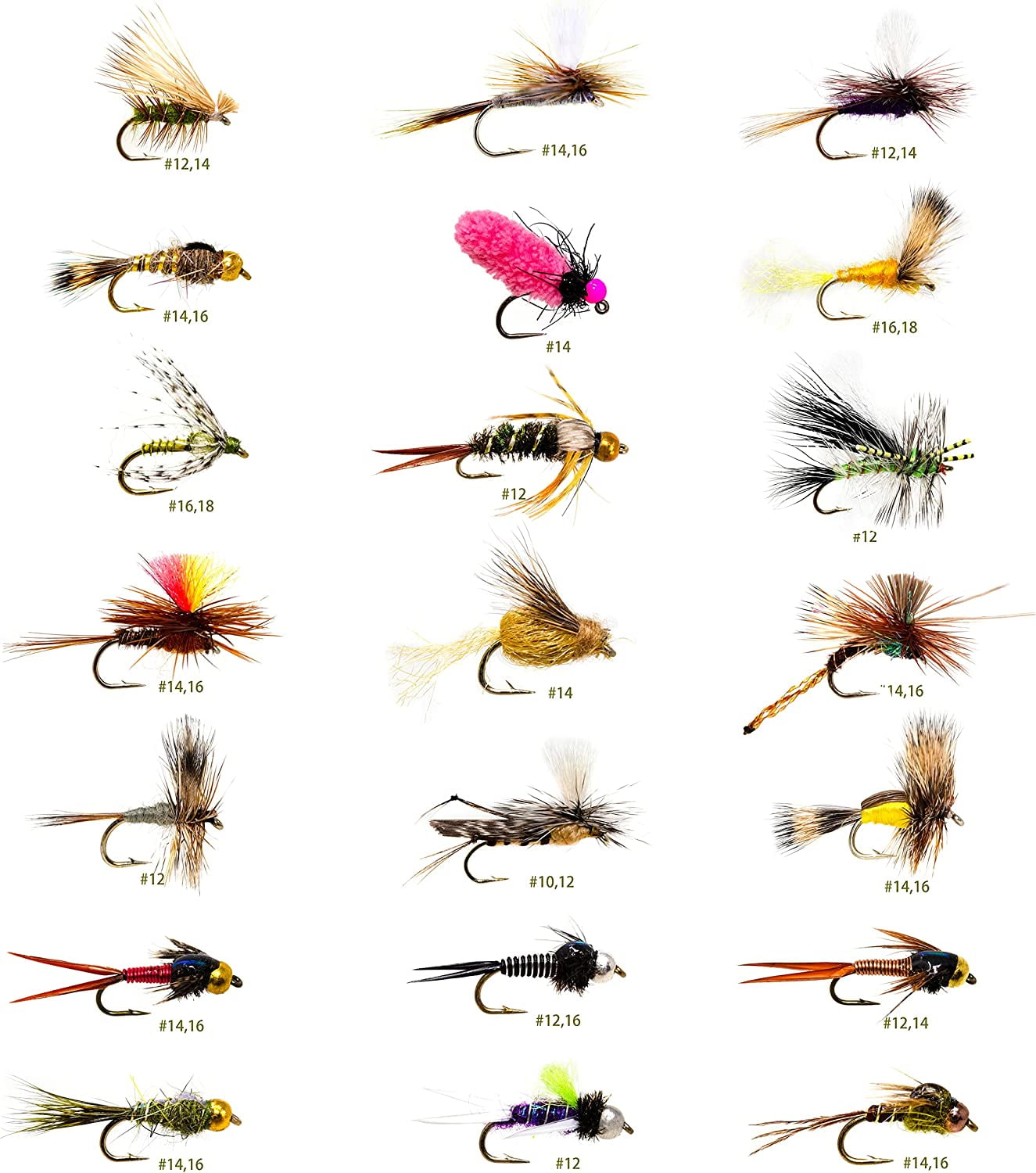 Trout Flies, Lures, 6 Pack Black Nomad Flies Green Nosed, Size 10, Sinking  flies
