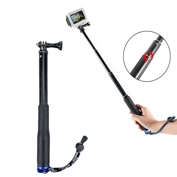 36" Extension Selfie Stick Extendable Monopod Pole Waterproof Handle Grip Accessories Compatible for GoPro Max Hero 13 12 11 10 9 8 7 6 5 Insta360 AKASO DJI Osmo Action Camera and More