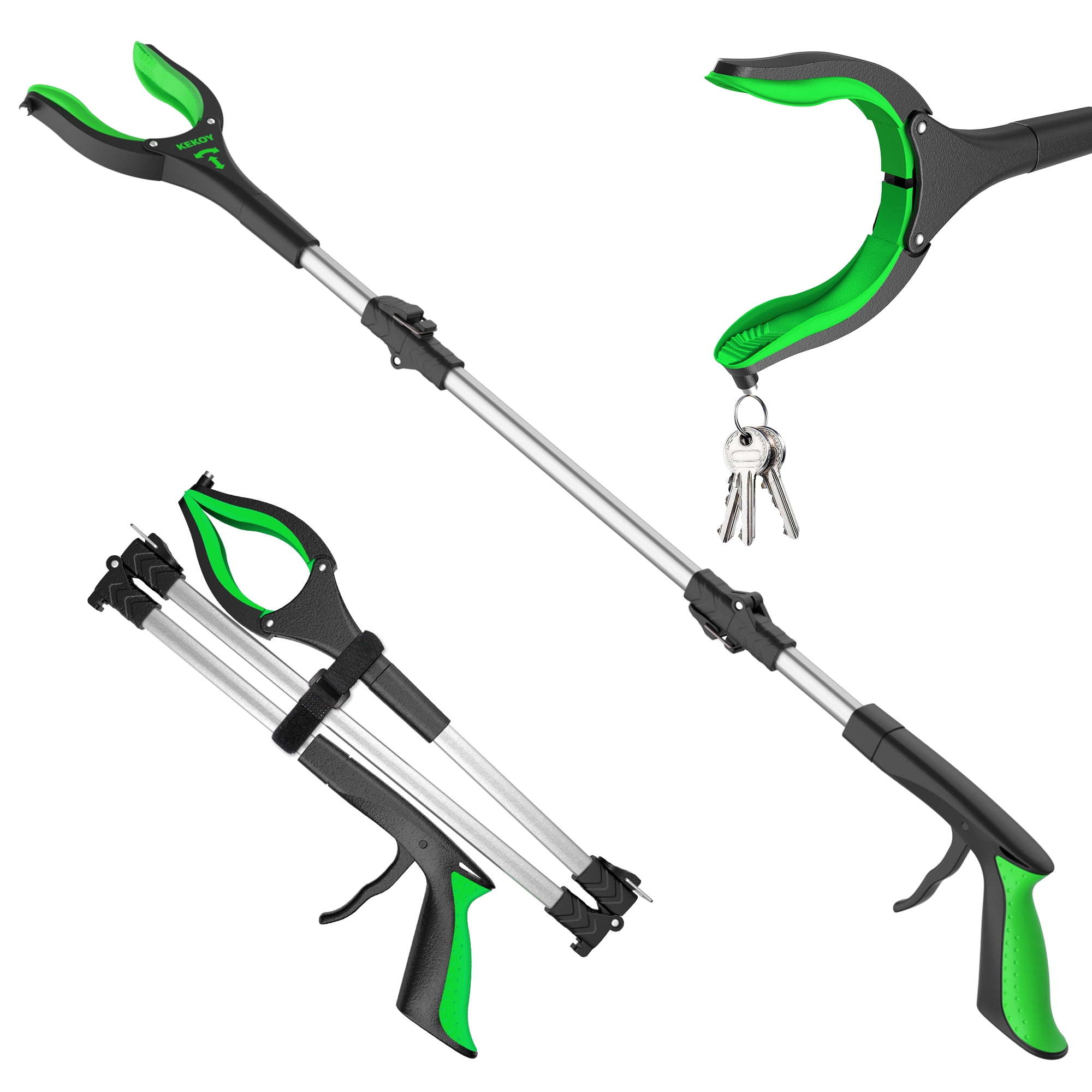 43 Extra Long Grabber Tool, Foldable Grabbers for Elderly Grab It Reaching  Tool with Rotating Jaw +Magnets, 4 Wide Claw Opening Reacher Grabber