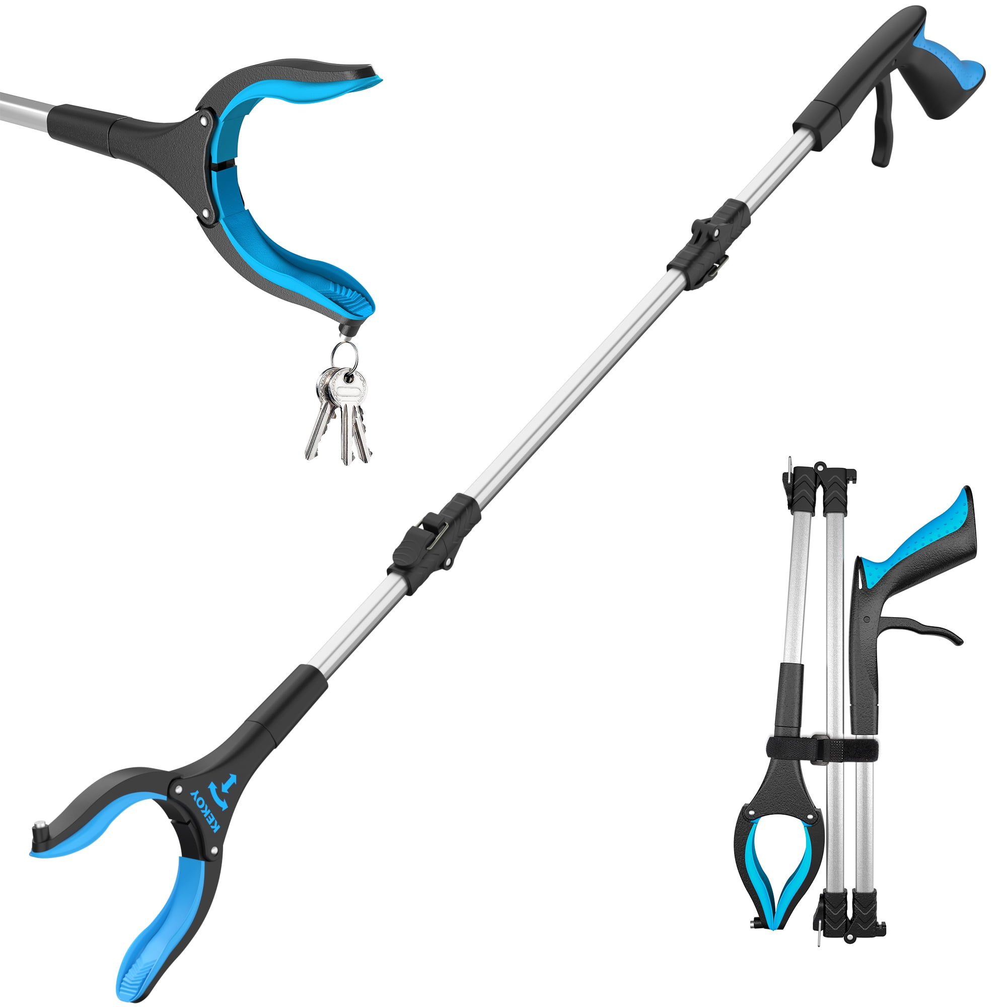 36 Extra Long Grabber Reacher, Kekoy Foldable Grabbers for Elderly Grab It  Reaching Tool Heavy Duty, Anti-Slip Rotating Jaw with Magnets, 4 Wide Claw  Opening Reachers for Seniors, Trash Picker Tool 