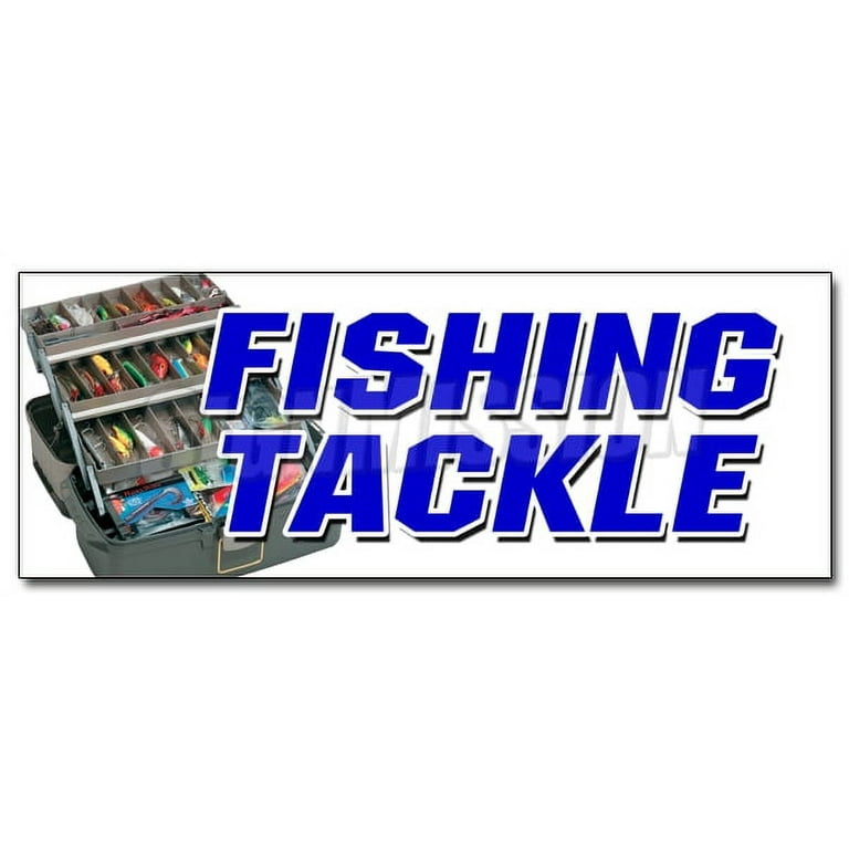 36 FISHING TACKLE DECAL sticker fish rods reels rentals sale hooks boats 