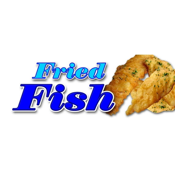36" FRIED FISH DECAL sticker fry fish deep seafood sea food fresh batter