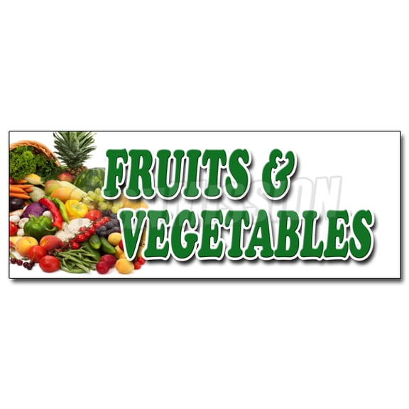 36" FRUITS & VEGETABLES DECAL sticker local locally grown organic just picked