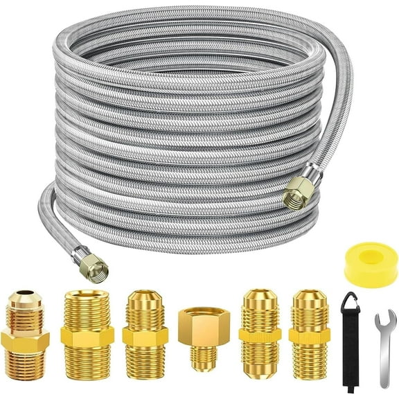 36 FT Propane GANGZI Extension-High Pressure Braided Gas Line GANGZI Propane Conversion Kit for BBQ Grill, Fire Pit, Heater (36FT)