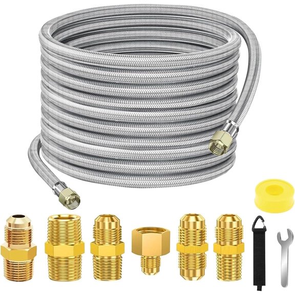 36 FT Propane Hose Extension-High Pressure Braided Gas Line Hose Propane Conversion Kit for BBQ Grill, Fire Pit, Heater (36FT)