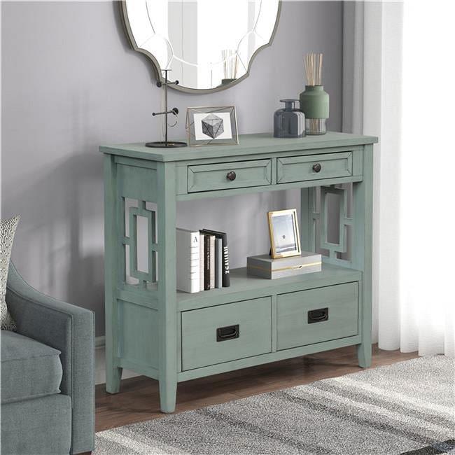 36'' Farmhouse Pine Wood Console Table Entry Table with 4 Drawers and 1 ...
