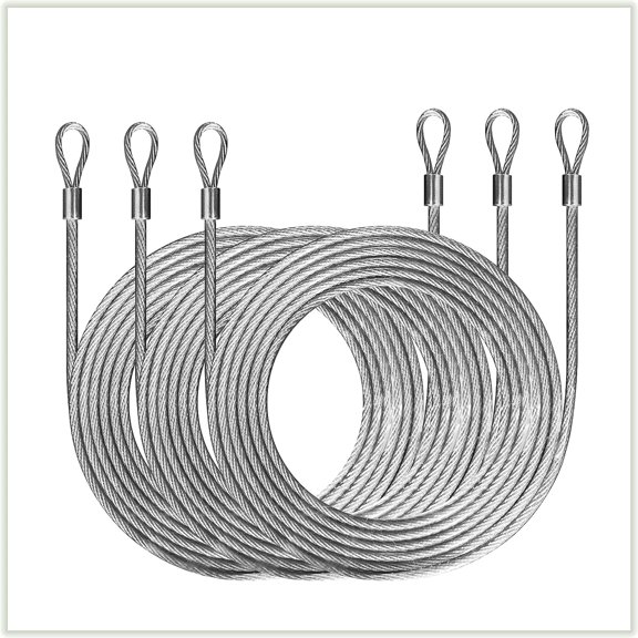 36 Feet (12ft x 3) Wire Cable Ropes Hardware Kits for Triangle Sun Shade Sail Canopy, PVC Coated Stainless Steel Metal, Commercial Standard Heavy Duty