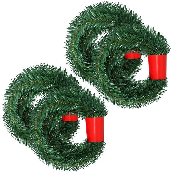 36 Feet Christmas Garland, 2 Strands Artificial Pine Garland Soft Greenery Garland for Holiday Wedding Party Decoration, Outdoor/Indoor Use A