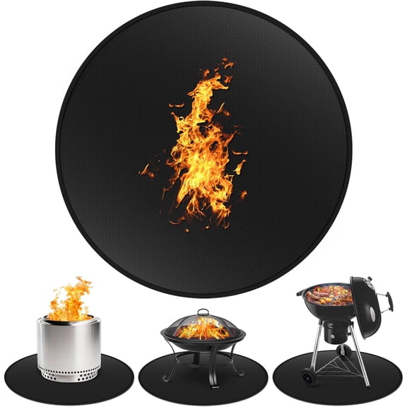 36" Fire Pit Mat for Solo Stove Bonfire - Round Fireproof Under Grill Mat for Deck, Waterproof & Oil-Proof BBQ Floor Pads for Solo Stove Fire Pit Accessories