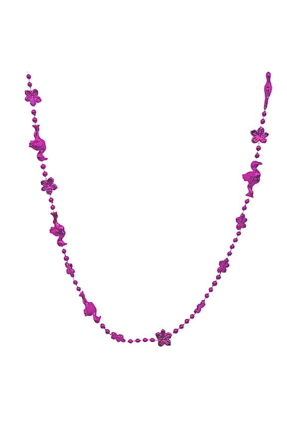 36" Flamingo Flower Bead Necklace - Metallic Hot Pink