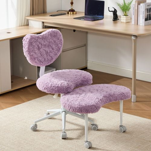 36" Flexible Posture Chair, Chairs with Lumbar Support, Computer Chairs with Thick Foam Cushion for office and meditation use, Violet