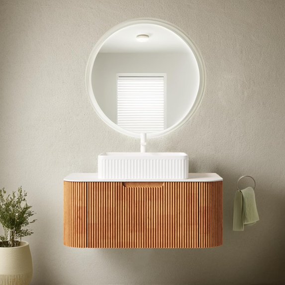 36"Floating Bathroom Vanity with Sink, Modern Bathroom Vanities with Rectangular Ceramic Basin and Marble Top, Extra Large Storage Drawer, Soft-Close Design, Pre-Assembled Cabinet,Brown