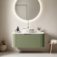 thumbnail image 1 of 36" Floating Bathroom Vanity with Sink, Wall Mounted Bathroom Cabinet with Ultra-Thin Marble Sink and Countertop, Large Drawer for Ample Storage Space, No Assembly Required, Light Green, 1 of 6