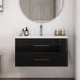 thumbnail image 1 of 36" Floating Bathroom Vanity with Sink, Wall Mounted Bathroom Storage Cabinet with 2 Soft-Close Storage Drawers and Long Metal Handle, Easy Installation, Black, 1 of 6