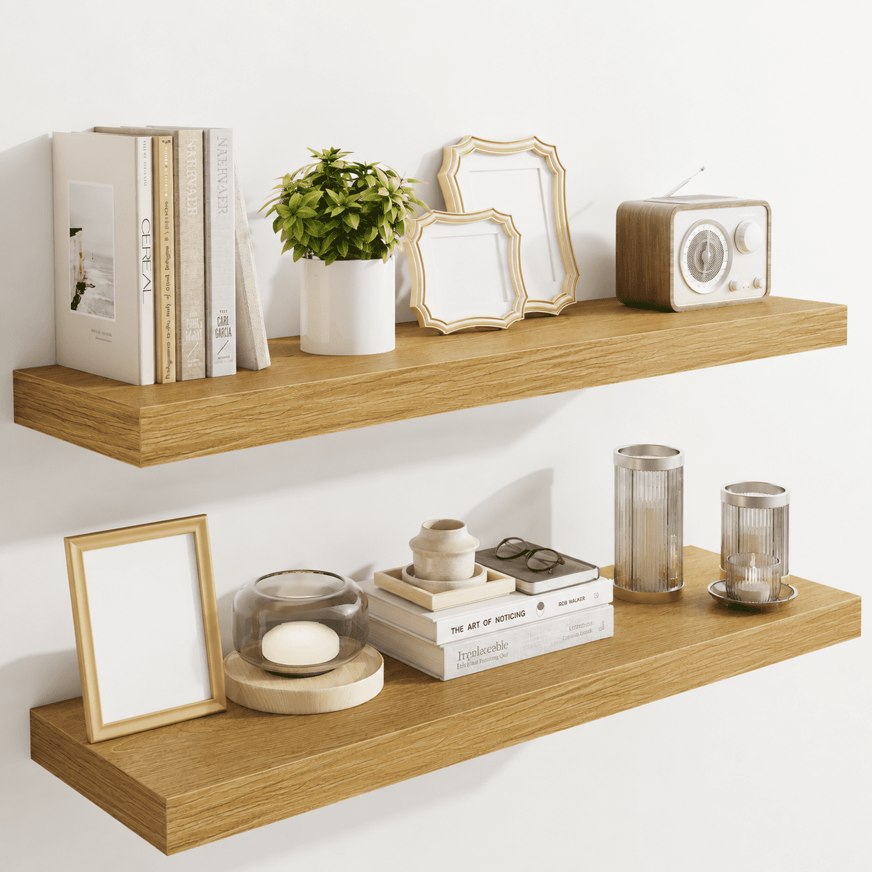 36" Floating Shelves For Wall Wooden With Invisible Brackets Set Of 2