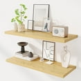 thumbnail image 1 of 36" Floating Shelves for Wall, 12" Deep Slim Oak Floating Shelves, Wall-Mounted Shelves for Bedroom, Living Room, Kitchen, Bathroom - Set of 2, 1 of 14