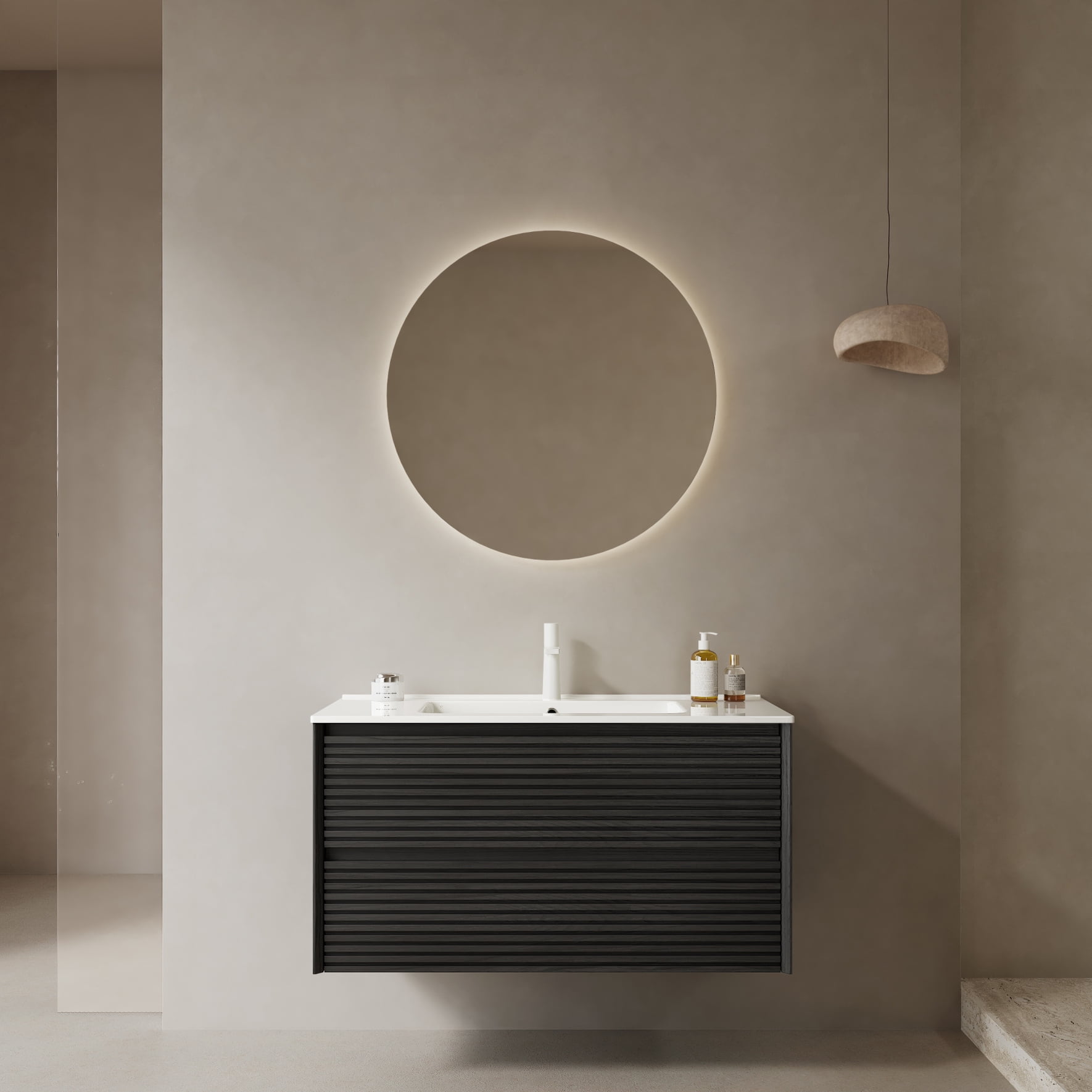 36" Floating Vanity Bathroom with Ceramic Sink Top, Wall-Mounted ...