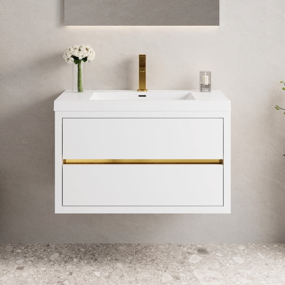 36" Floating Vanity Unit | Spacious Drawers & Easy Assembly | Bathroom Arrangement