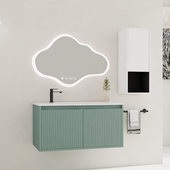 36" Floating - Wall - Mounted Side Cabinet for Space Utilization - Bathroom Interior - Free Up Floor Area