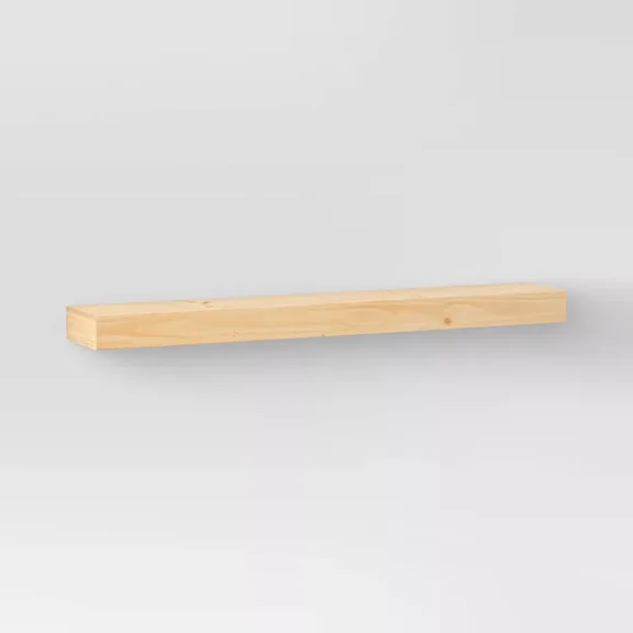 36" Floating Wood Shelf Natural - Threshold: Modern Storage, Open Shelving, Wall Mount, 33lb Capacity