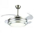 thumbnail image 1 of 36" Flush Mount Ceiling Fan with Light - Silver Integrated LED Chandelier & 5000CFM Airflow，3 Color Dimmable Remote Control Wrought Iron Design，Adjustable 4/8" Downrods for Bedroom Living Room, 1 of 7