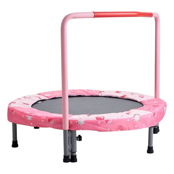 36" Foldable Trampoline with Handle, 3FT Mini Rebounder for Indoor & Outdoor Play, Fun Toddler Gift for Boys and Girls Ages 3+, Red