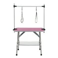 thumbnail image 1 of 36" Folding Dog Grooming Table - Stainless Steel Frame with Rubber Mat, Adjustable Arm, and Clamps - Pink, 1 of 12