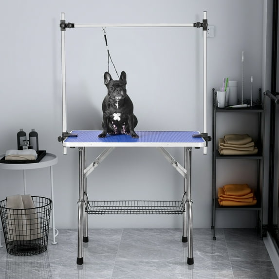 36" Folding Dog Pet Grooming Table Heavy Duty Stainless Steel pet dog Cat Grooming Table,blue:L90 cm*W60 cm*H76 cm (36"*24"*30")