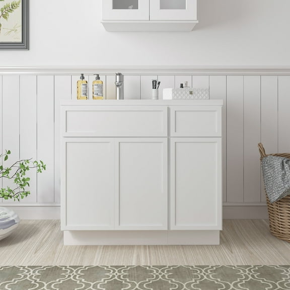 36" Freestanding Bathroom Vanity Cabinet without Top in White