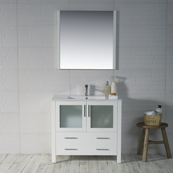 36" Freestanding Bathroom Vanity - Glossy White