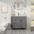 thumbnail image 1 of 36" Freestanding Bathroom Vanity with Ceramic Sink Top, Faucet, Classic Tapered legs, 1 of 8