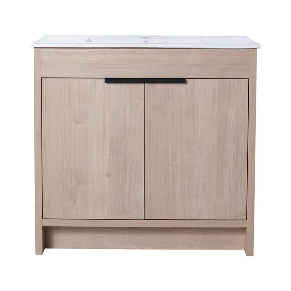 36" Freestanding Vanity Unit - Metal Handles for Better Grip - Bathroom Organization - Moisture - Resistant Material